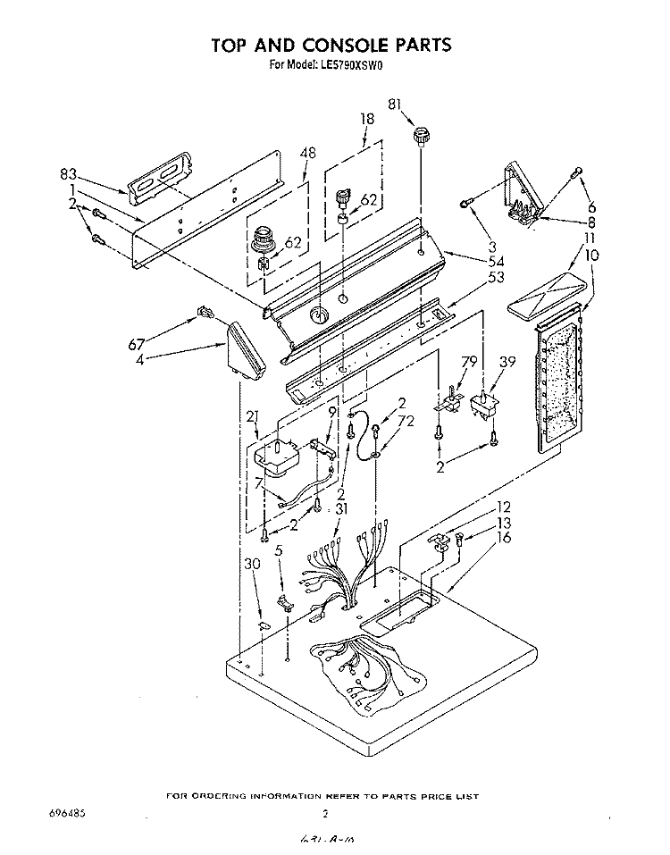 SECTION Diagram and Parts List for LE5790XSW0  Whirlpool Dryer