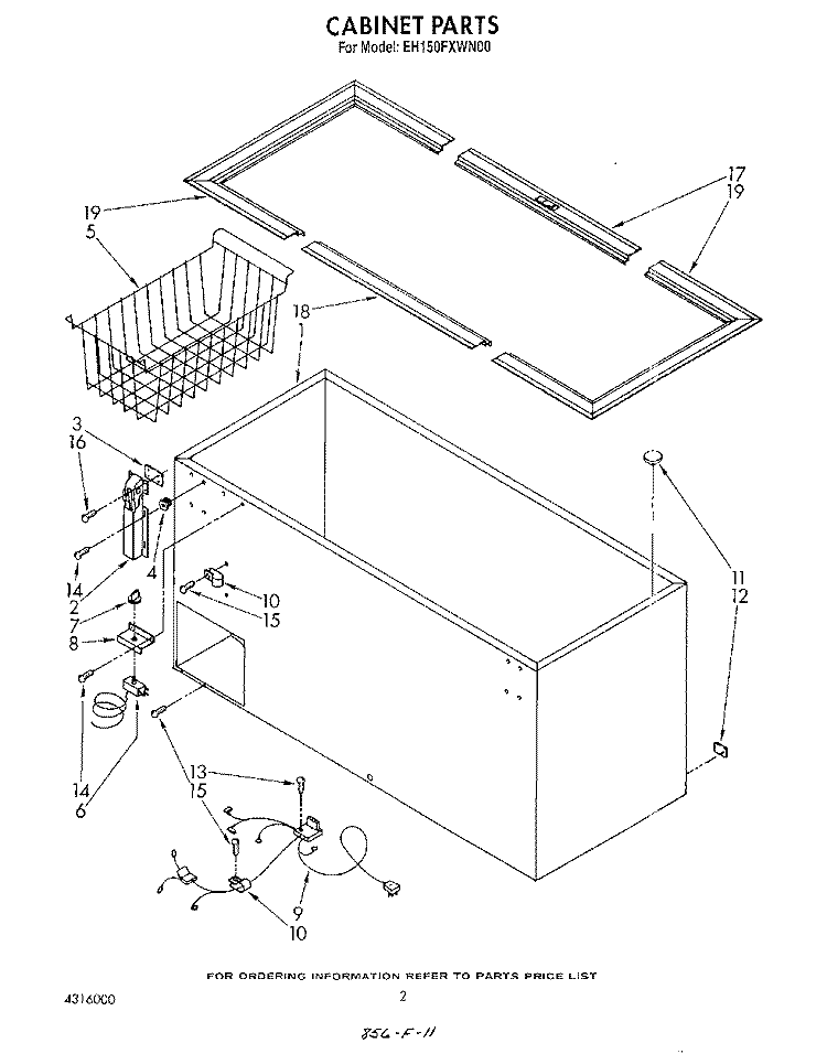 SECTION Diagram and Parts List for EH150FXWN00  Whirlpool Freezer