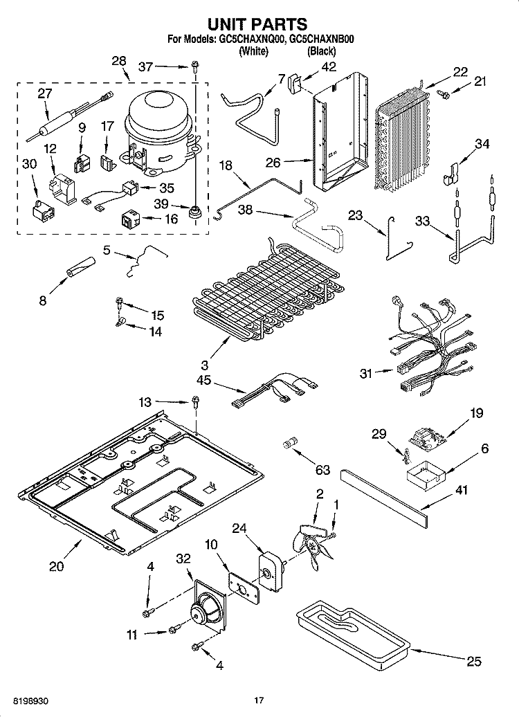 UNIT PARTS Diagram and Parts List for GC5CHAXNB00  Whirlpool Refrigerator