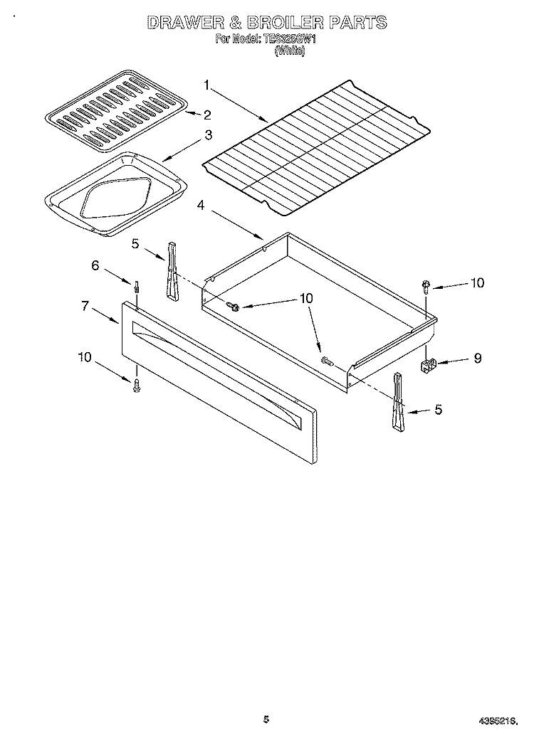 DRAWER AND BROILER Diagram and Parts List for TES325GW1  Estate Range