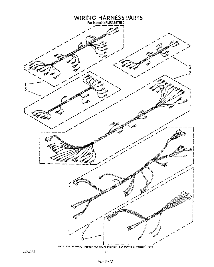 WIRING HARNESS Diagram and Parts List for KEMS376TBL2  KitchenAid Microwave Oven Combo