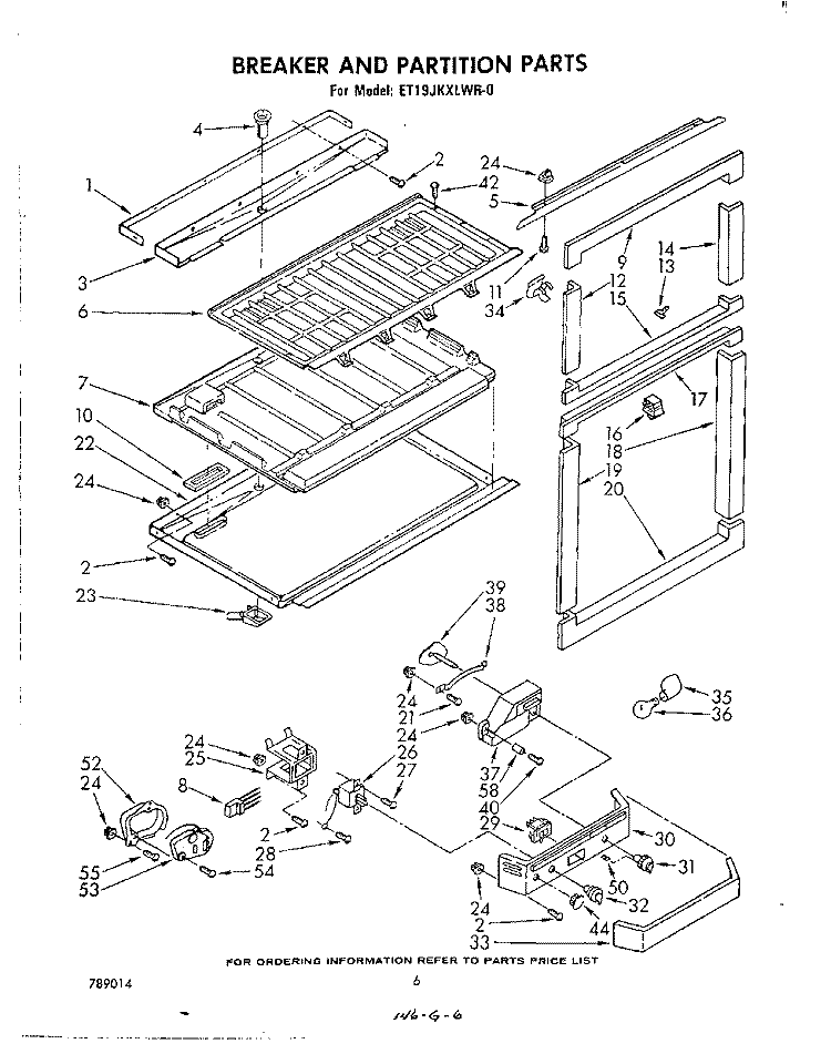 BREAKER AND PARTITION Diagram and Parts List for ET19JKXLWR0  Whirlpool Refrigerator