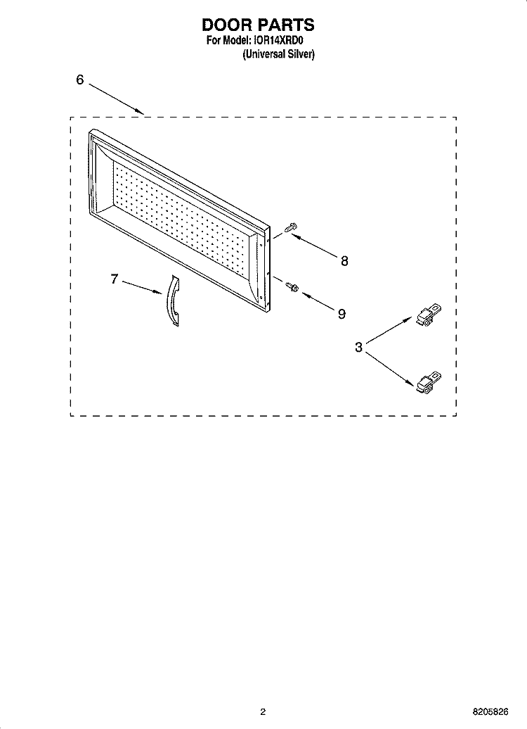 DOOR PARTS Diagram and Parts List for IOR14XRD0  Inglis Microwave