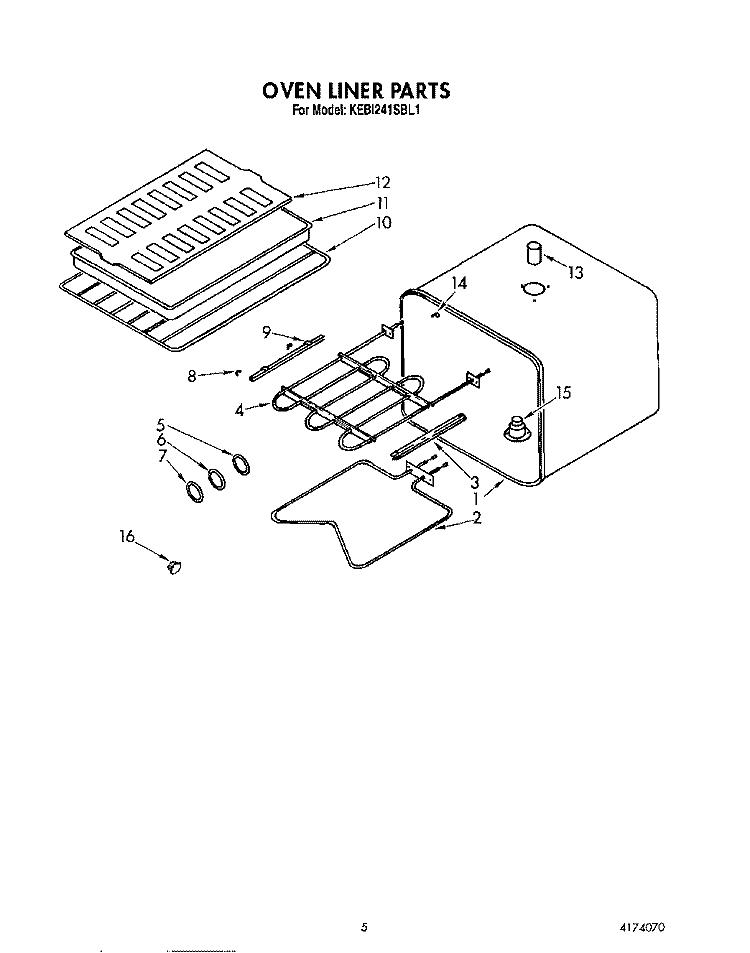 OVEN LINER Diagram and Parts List for KEBI241SBL1  KitchenAid Wall Oven