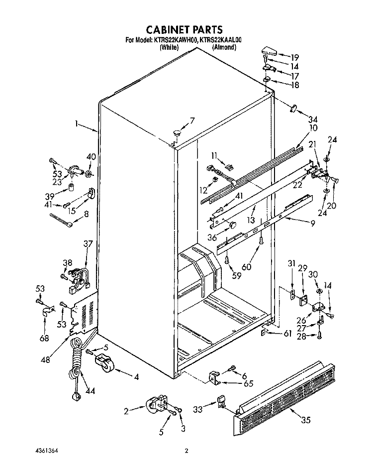 CABINET Diagram and Parts List for KTRS22KAAL00  KitchenAid Refrigerator
