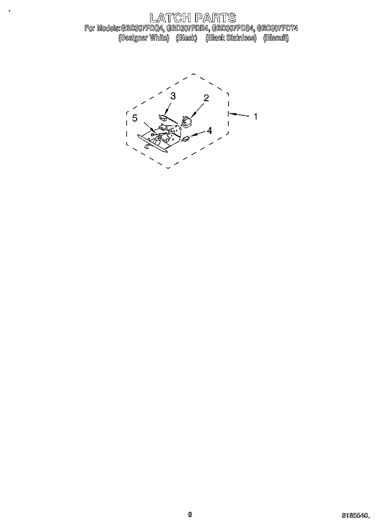 UPPER OVEN DOOR Diagram and Parts List for GBD307PDB4  Whirlpool Wall Oven