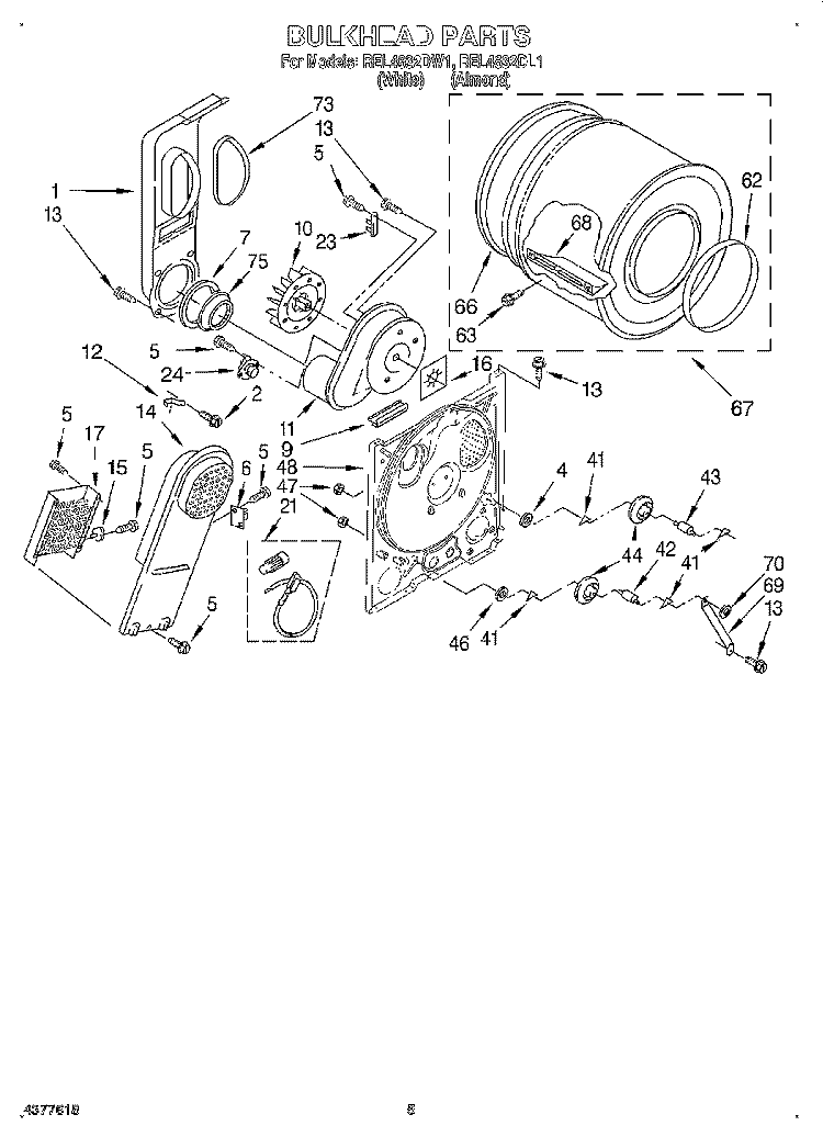 SECTION Diagram and Parts List for REL4632DL1  Roper Dryer