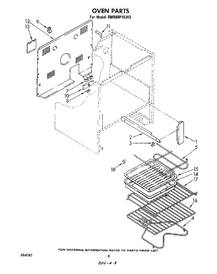 OVEN (CONTINUED) Diagram and Parts List for RM988PXLW2  Whirlpool Microwave Oven Combo