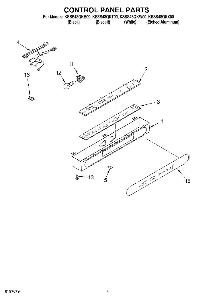 CONTROL PANEL Diagram and Parts List for KSSS48QKT00  KitchenAid Refrigerator