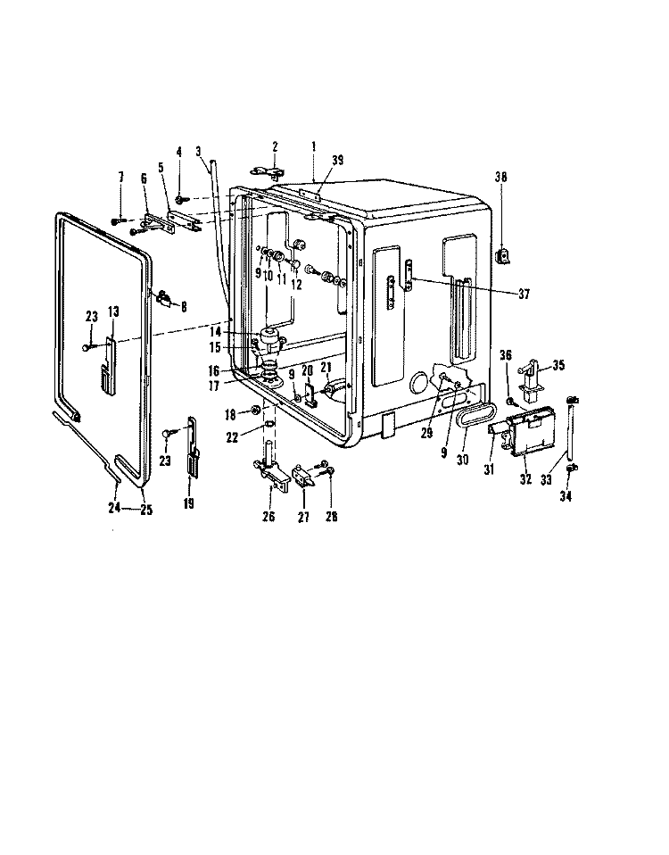 DETERGENT CUP Diagram and Parts List for 8565L10  Roper Dishwasher