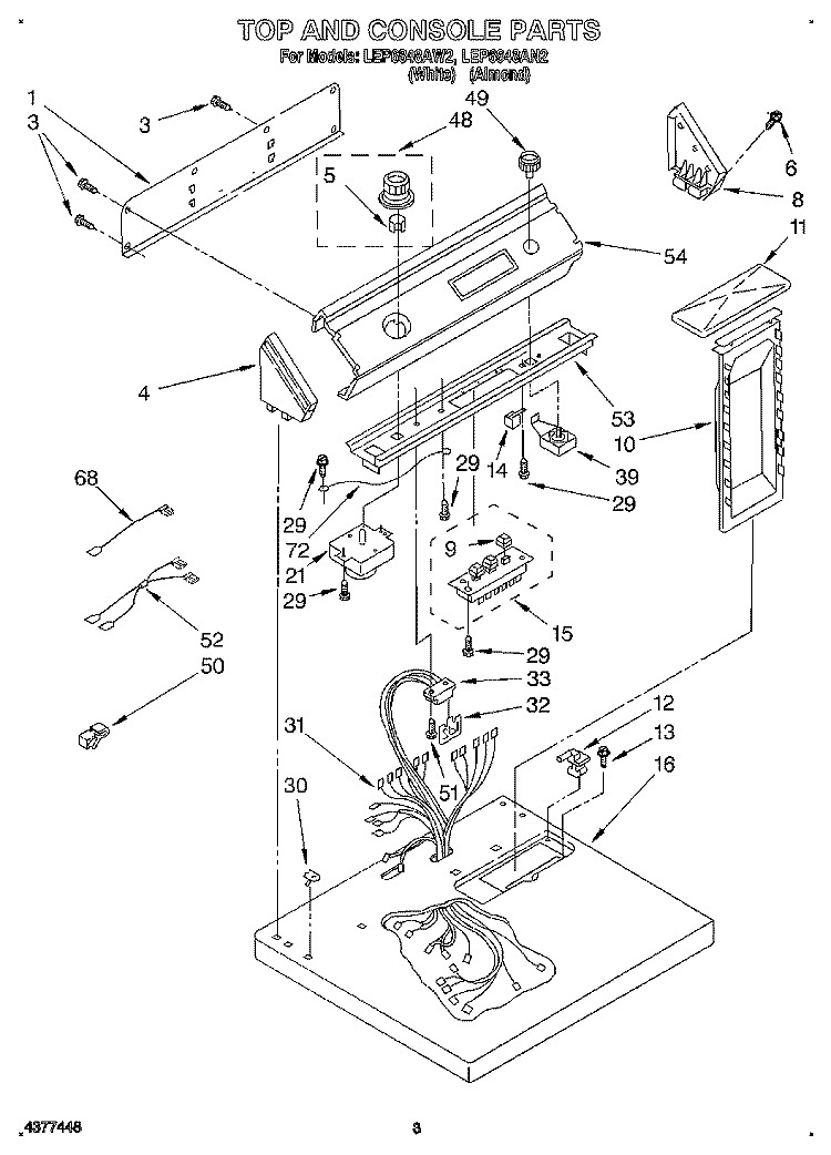 SECTION Diagram and Parts List for LEP6848AW2  Whirlpool Dryer