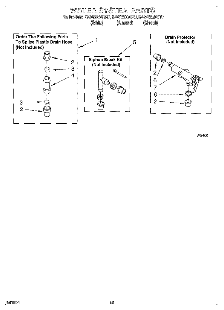WATER SYSTEM Diagram and Parts List for KAWS850GT0  KitchenAid Washer