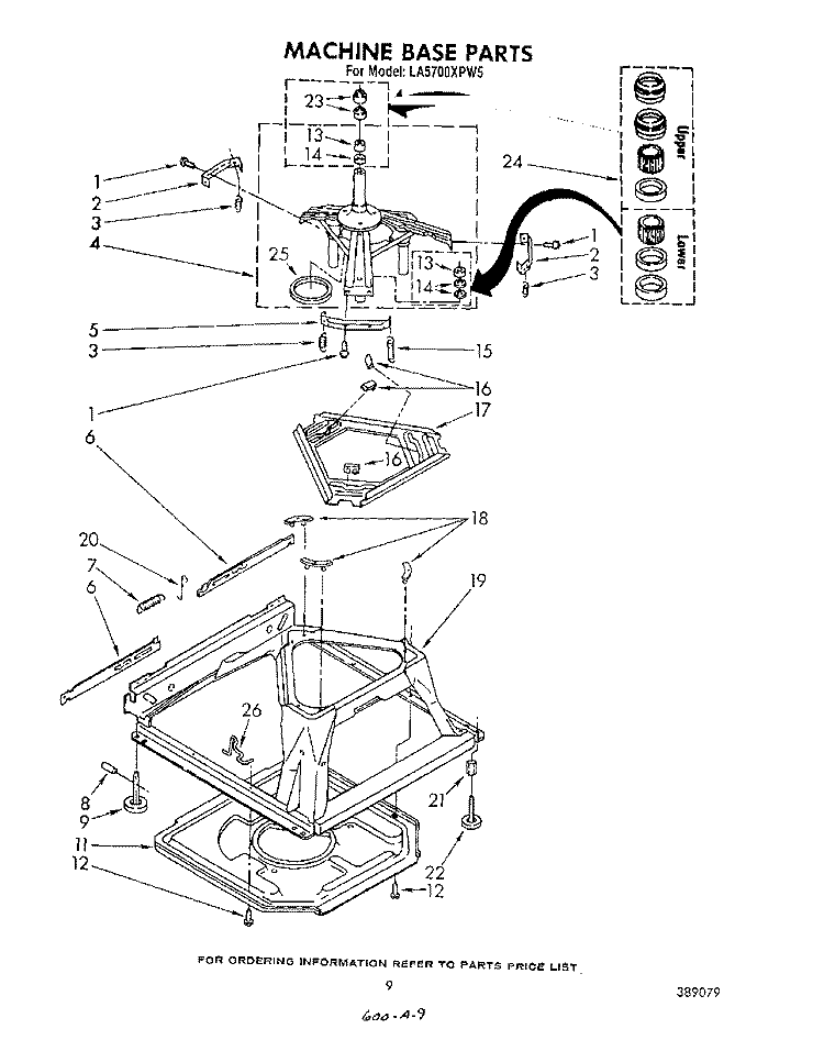 MACHINE BASE Diagram and Parts List for LA5700XPW5  Whirlpool Washer