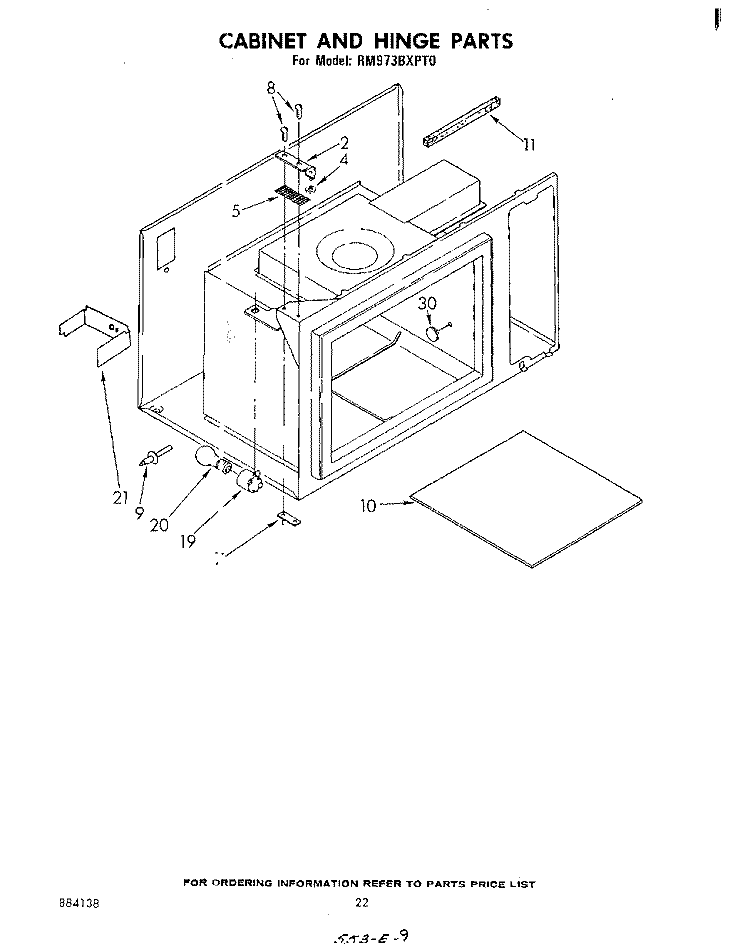 CABINET AND HINGE Diagram and Parts List for RM973BXPT0  Whirlpool Microwave Oven Combo