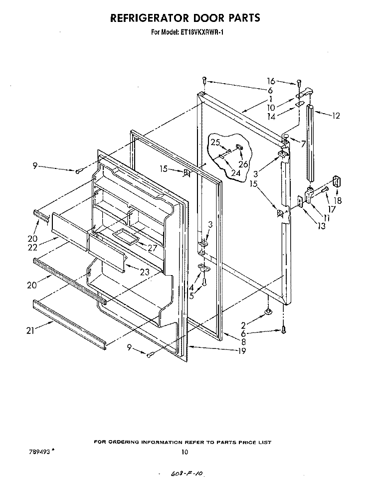 REFRIGERATOR DOOR , NOT ILLUSTRATED Diagram and Parts List for ET18VKXRWR1  Whirlpool Refrigerator