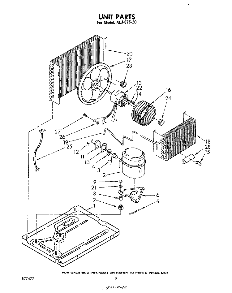SECTION Diagram and Parts List for ALJ07520  Whirlpool Air Conditioner