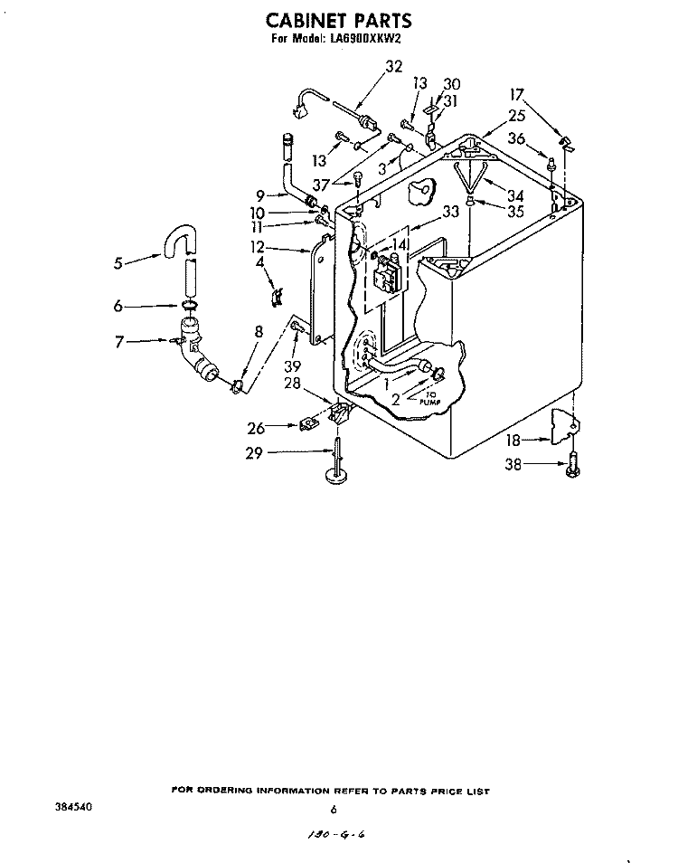 CABINET Diagram and Parts List for LA6900XKW2  Whirlpool Washer