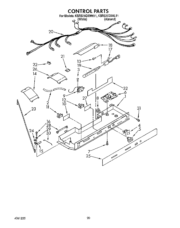 CONTROL Diagram and Parts List for KSRS25QXAL11  KitchenAid Refrigerator