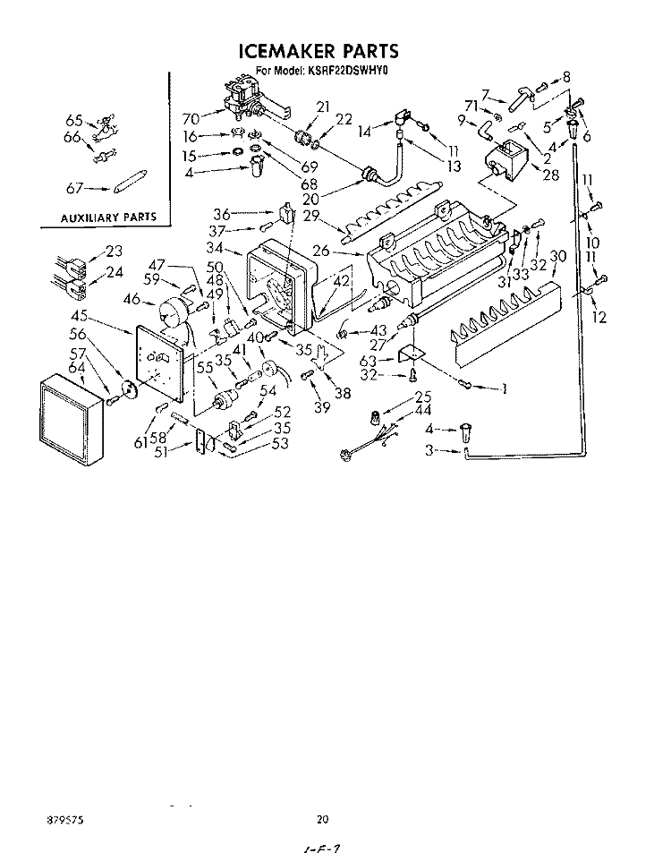 ICE MAKER Diagram and Parts List for KSRF22DSWHY0  KitchenAid Refrigerator