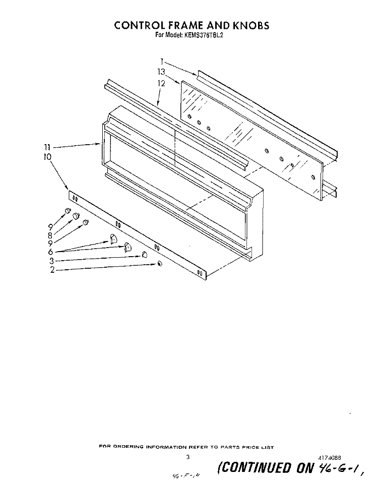 CONTROL FRAME AND KNOBS Diagram and Parts List for KEMS376TBL2  KitchenAid Microwave Oven Combo