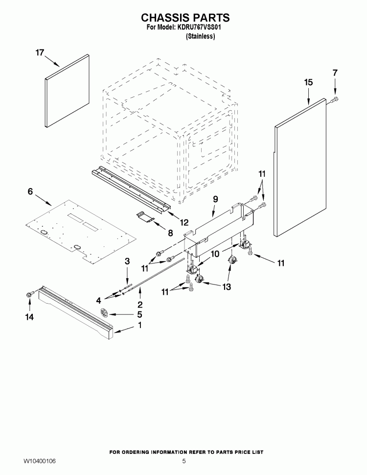 CHASSIS PARTS Diagram and Parts List for KDRU767VSS01  KitchenAid Range