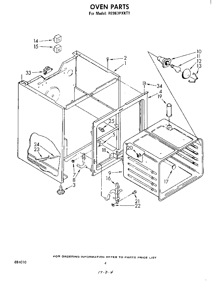 OVEN Diagram and Parts List for RE963PXKT1  Whirlpool Range
