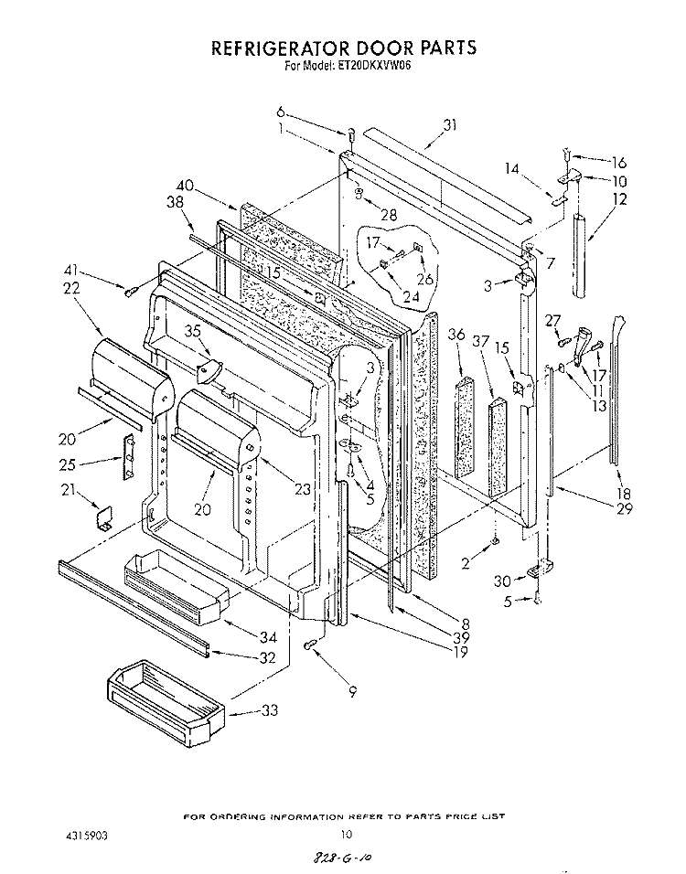 REFRIGERATOR DOOR Diagram and Parts List for ET20DKXVW06  Whirlpool Refrigerator