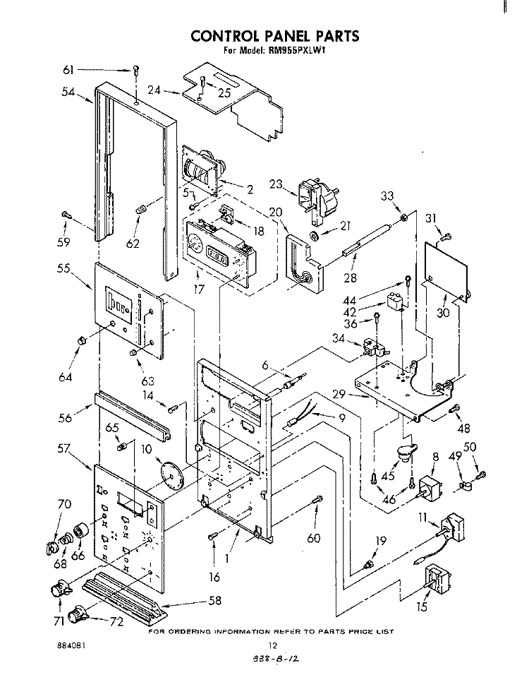 CONTROL PANEL Diagram and Parts List for RM955PXLW1  Whirlpool Microwave Oven Combo