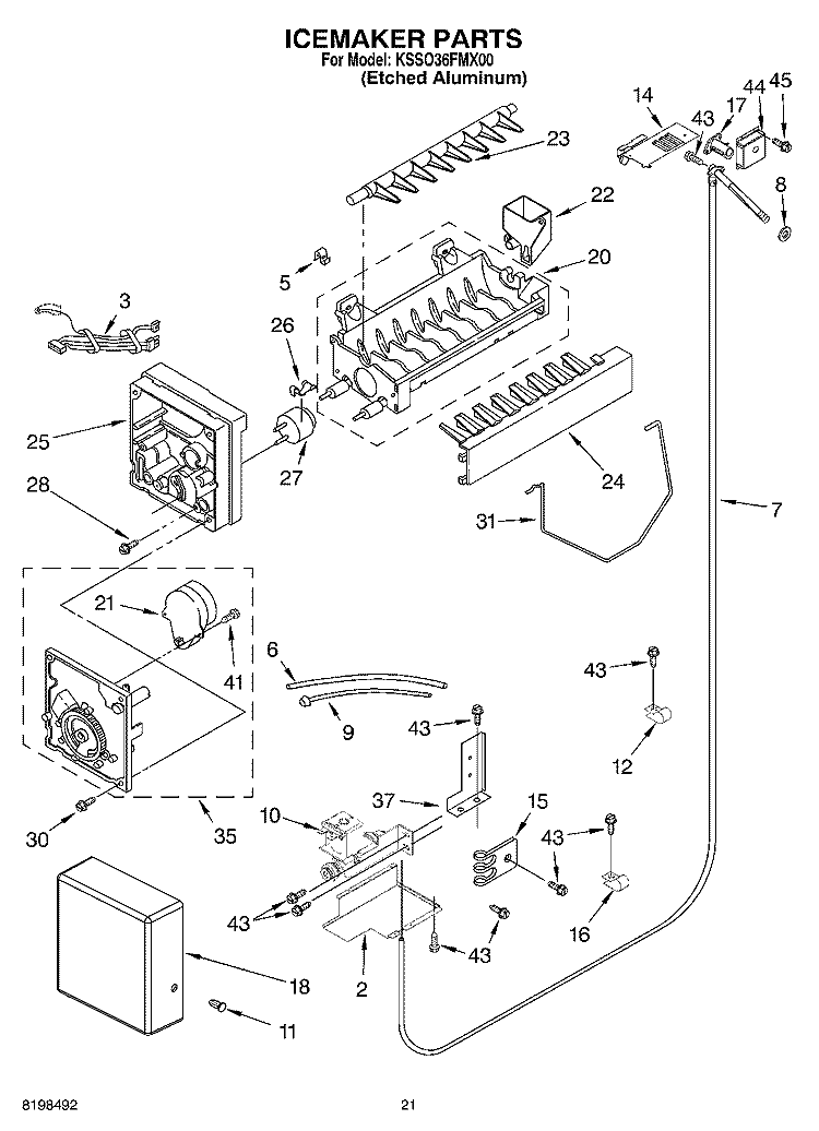ICEMAKER PARTS PARTS NOT ILLUSTRATED Diagram and Parts List for KSSO36FMX00  KitchenAid Refrigerator