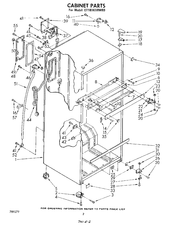CABINET Diagram and Parts List for ET18XKXRWR0  Whirlpool Refrigerator