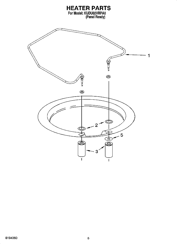 HEATER PARTS Diagram and Parts List for KUDU02VRPA0  KitchenAid Dishwasher