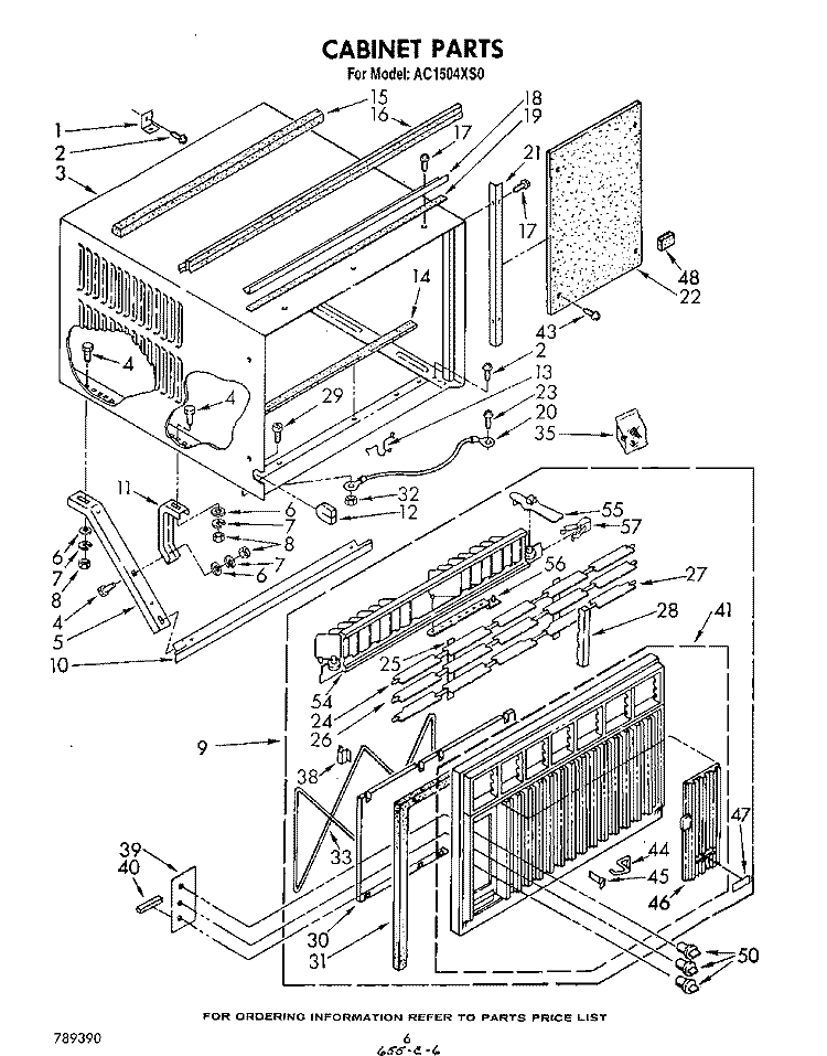 CABINET Diagram and Parts List for AC1504XS0  Whirlpool Air Conditioner