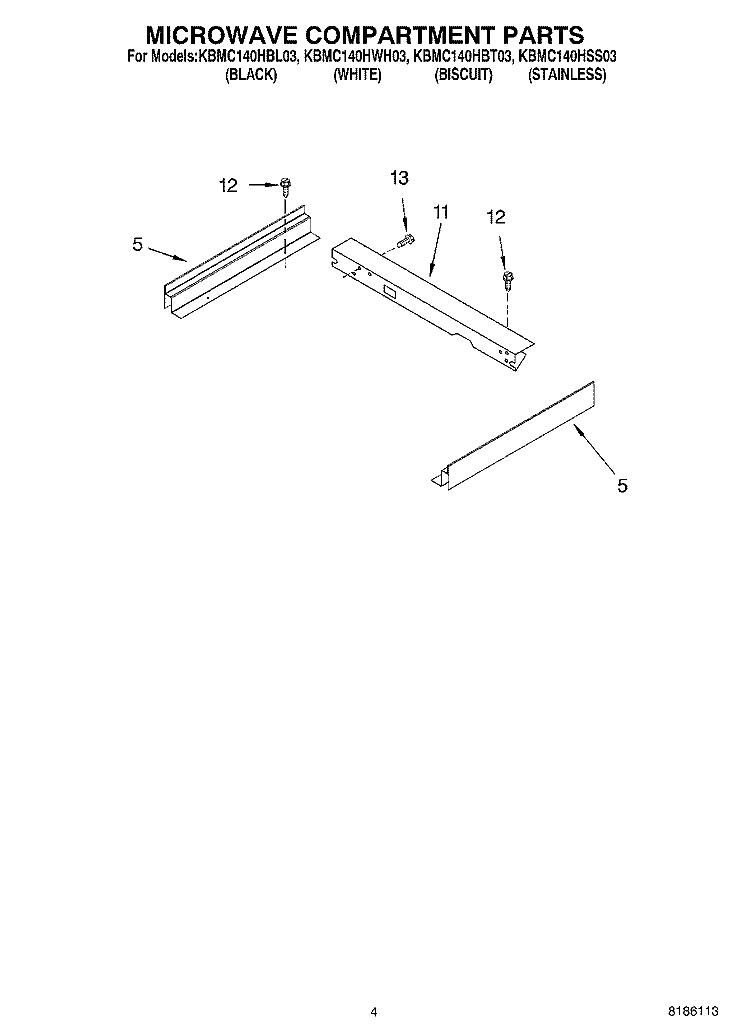 MICROWAVE COMPARTMENT PARTS Diagram and Parts List for KBMC140HSS03  KitchenAid Microwave Oven Combo
