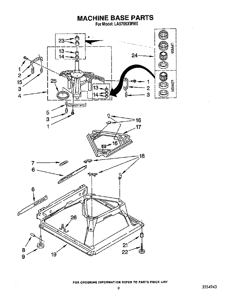 MACHINE BASE Diagram and Parts List for LA5705XWN0  Whirlpool Washer