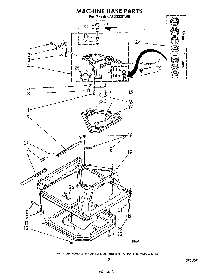 MACHINE BASE Diagram and Parts List for LA5000XPW0  Whirlpool Washer