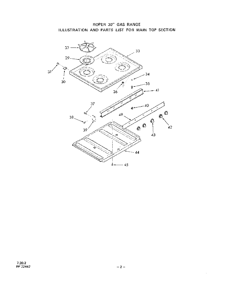 BURNER Diagram and Parts List for 1453W0A  Roper Range
