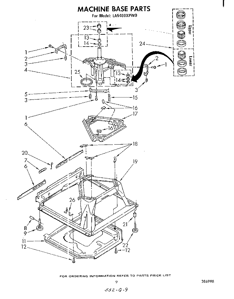 MACHINE BASE Diagram and Parts List for LA5400XPW0  Whirlpool Washer