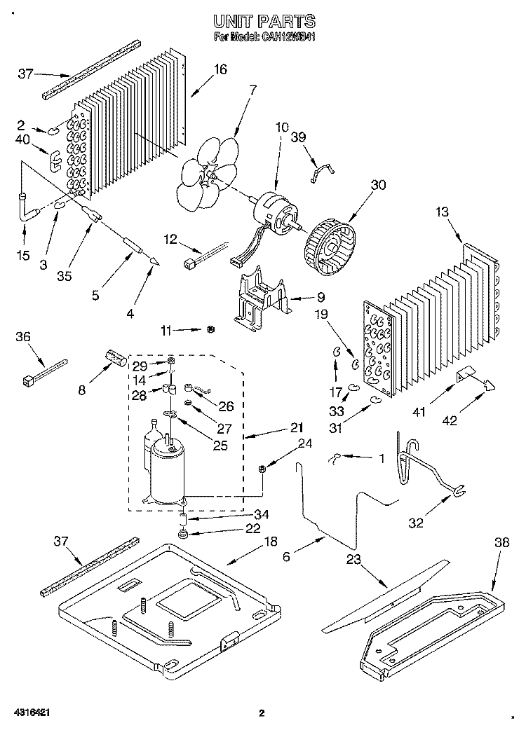 UNIT, LITERATURE Diagram and Parts List for CAH12WB41  Crosley Air Conditioner