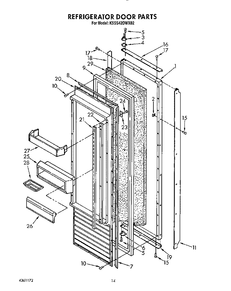 REFRIGERATOR DOOR Diagram and Parts List for KSSS42DWX02  KitchenAid Refrigerator