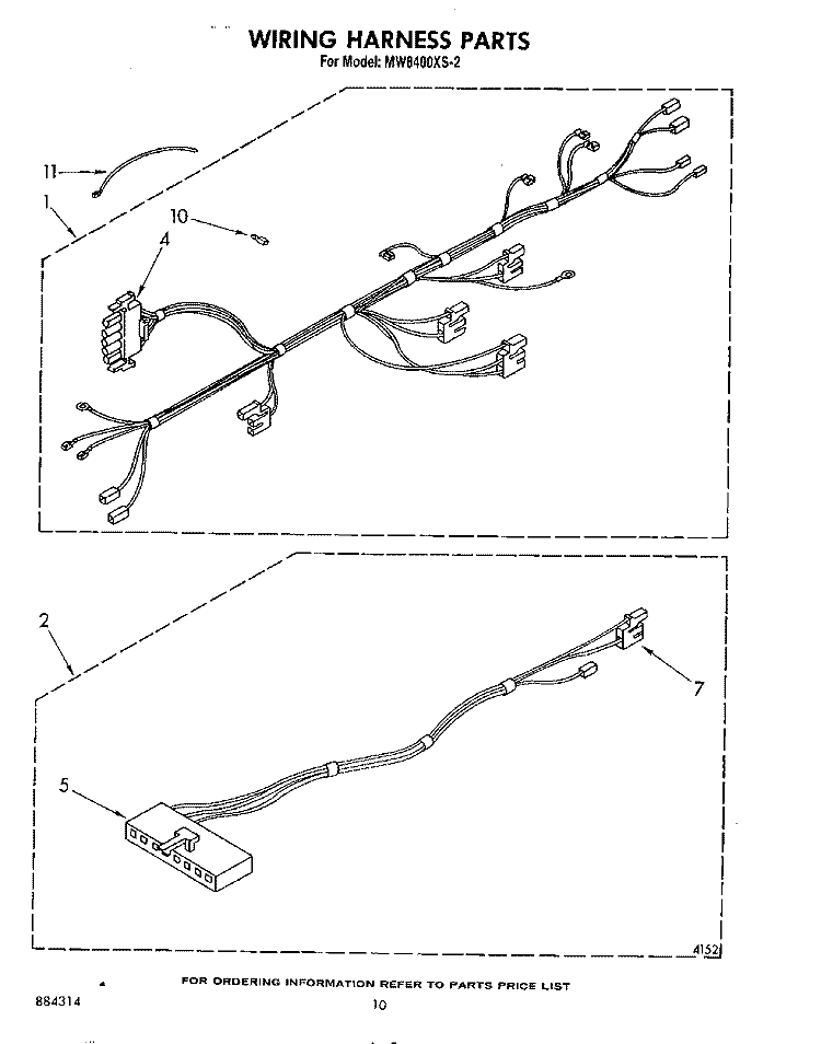 WIRING HARNESS , LITERATURE AND OPTIONAL Diagram and Parts List for MW8400XS2  Whirlpool Microwave