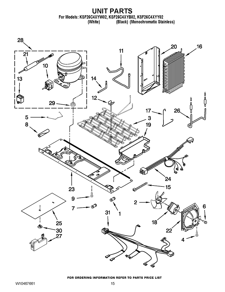 UNIT PARTS Diagram and Parts List for KSF26C4XYB02  KitchenAid Refrigerator