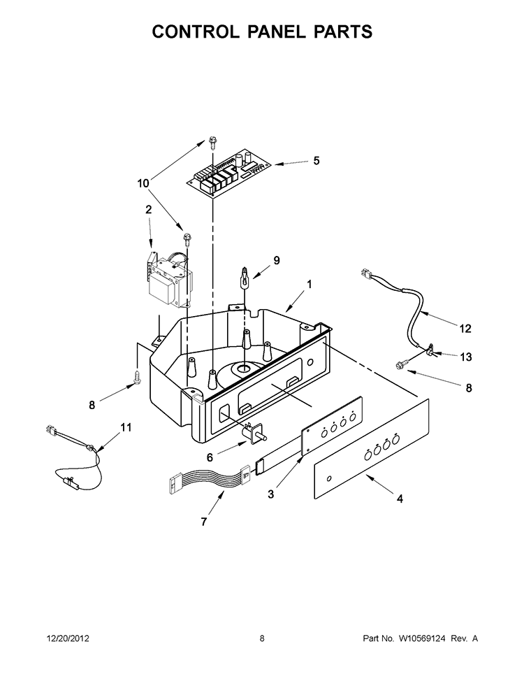 CONTROL PANEL PARTS Diagram and Parts List for KUIC15NRXS2  KitchenAid Ice Maker