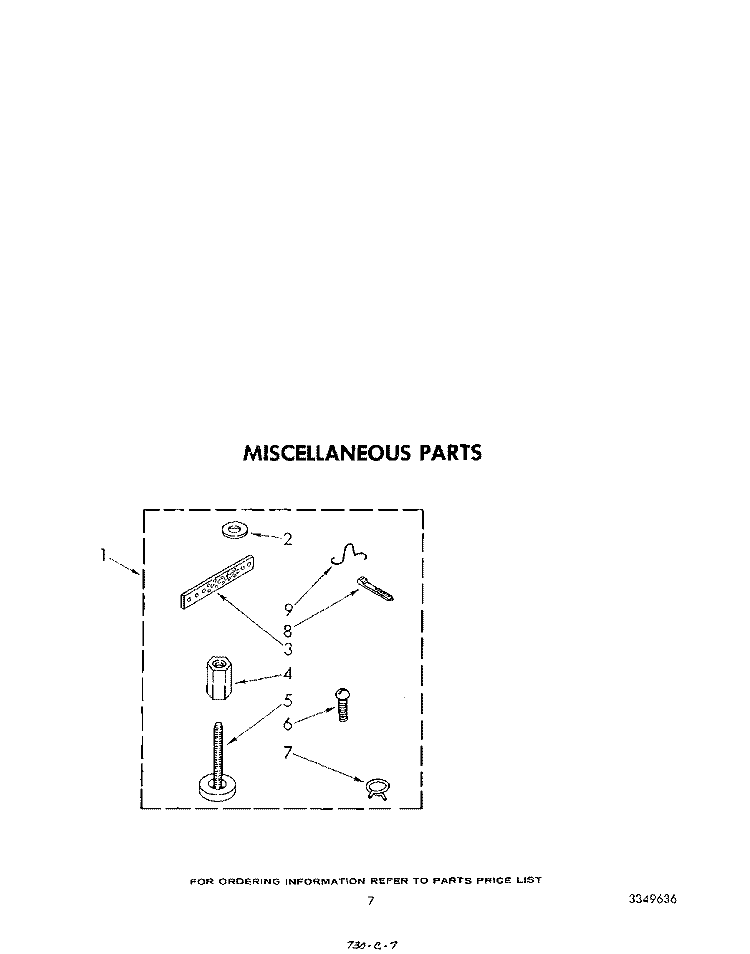 MISCELLANEOUS Diagram and Parts List for LA7780XSW0  Whirlpool Washer
