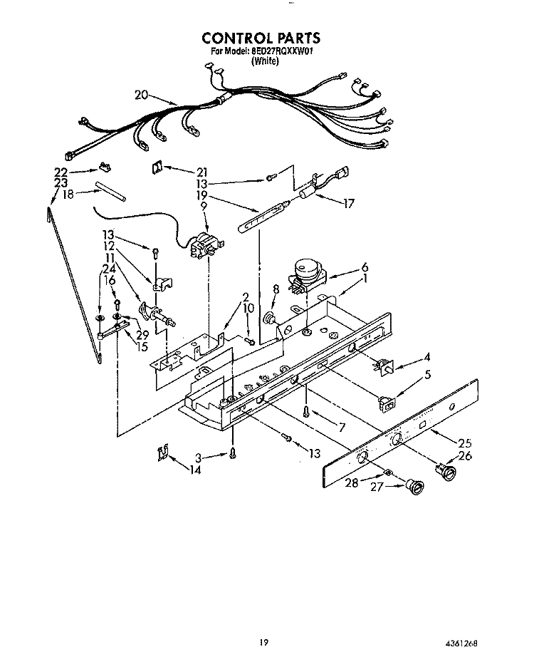 CONTROL Diagram and Parts List for 8ED27RQXXW01  Whirlpool Refrigerator