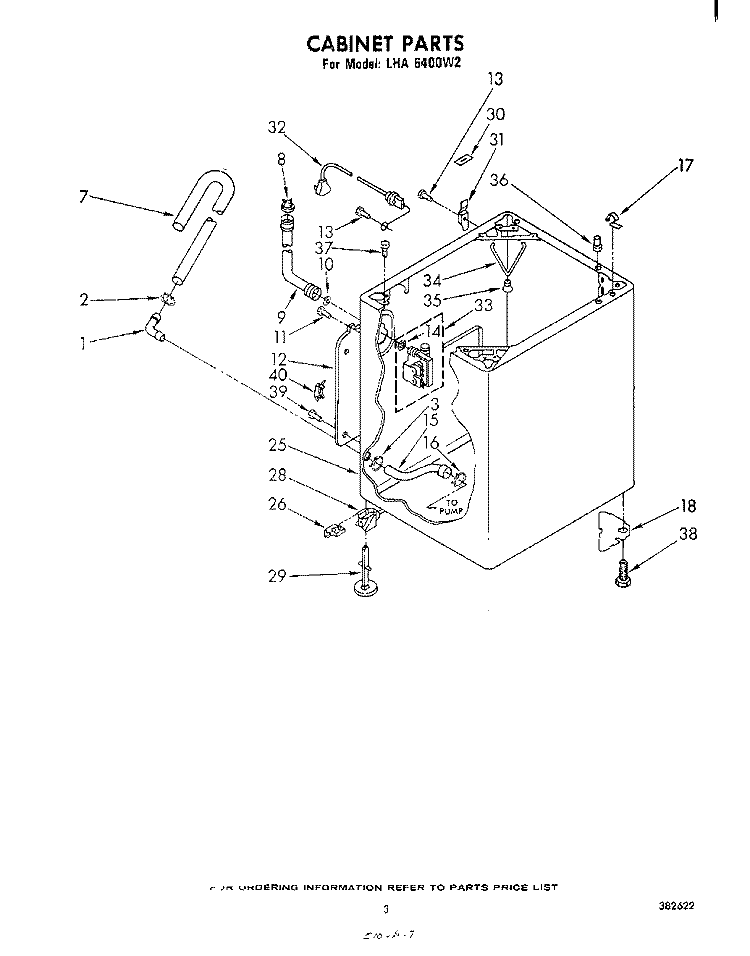 CABINET Diagram and Parts List for LHA6400W2  Whirlpool Washer