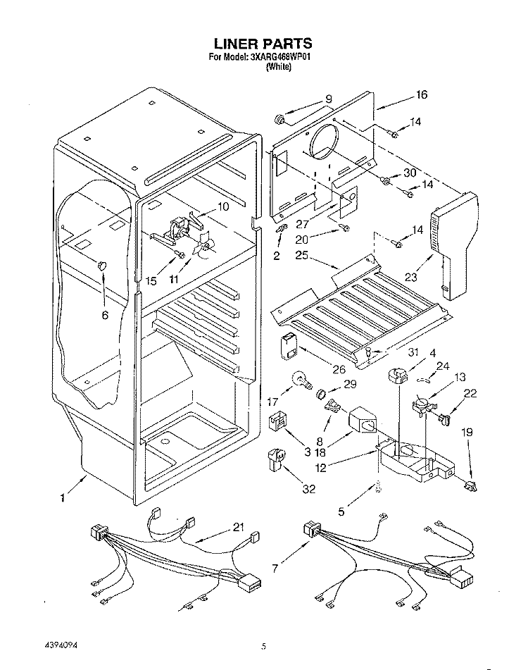 LINER, LIT/OPTIONAL Diagram and Parts List for 3XARG468WP01  Whirlpool Refrigerator