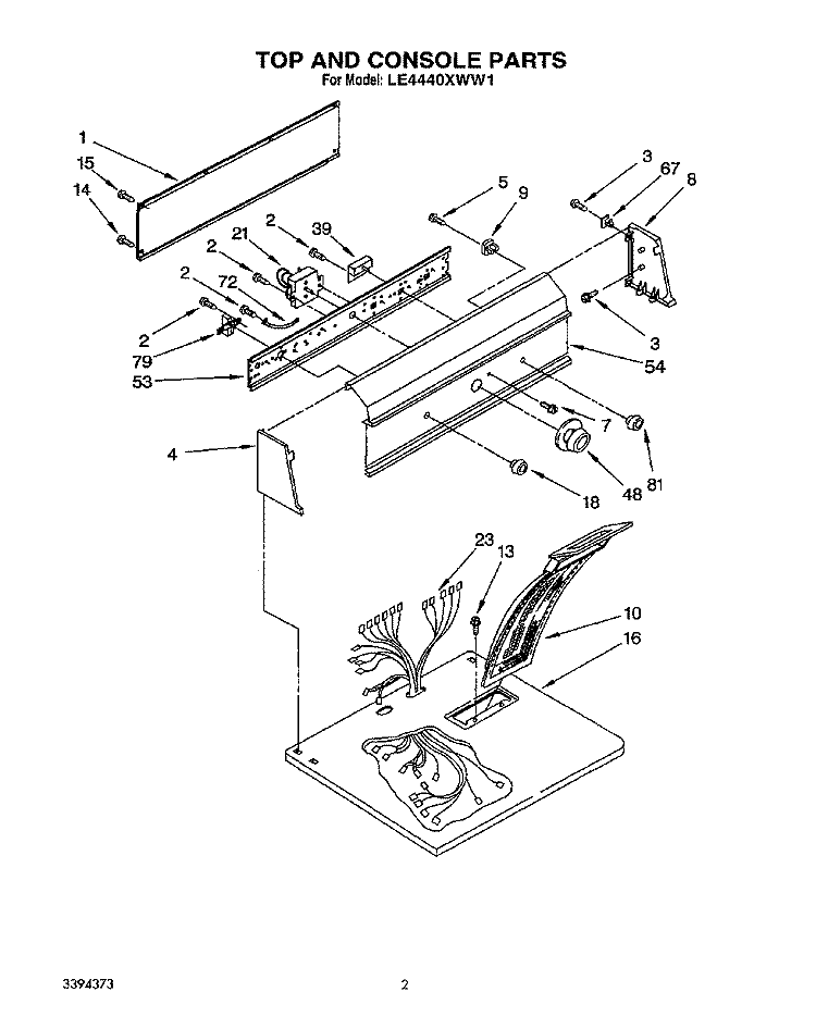 SECTION Diagram and Parts List for LE4440XWW1  Whirlpool Dryer