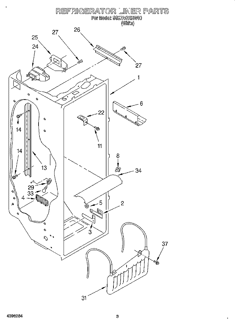 REFRIGERATOR LINER Diagram and Parts List for SS27AQXHW00  Whirlpool Refrigerator