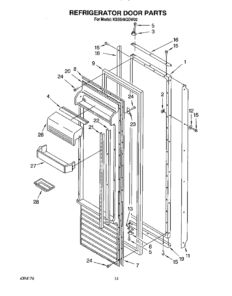 REFRIGERATOR DOOR Diagram and Parts List for KSSS48QDW02  KitchenAid Refrigerator