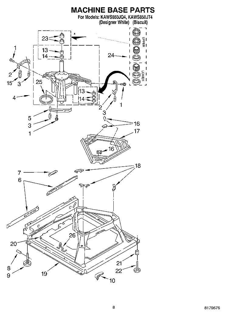 MACHINE BASE Diagram and Parts List for KAWS850JQ4  KitchenAid Washer